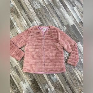 New without tags- pink faux fur zip up jacket